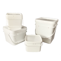 Seau carré de 2L à 20L avec couvercle, vente en gros, impression de logo, couleur, plastique PP, seaux carrés pour aliments