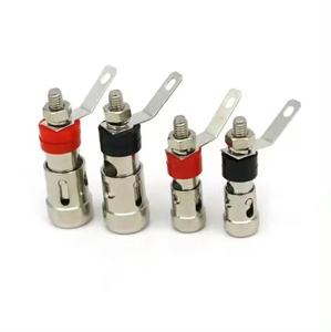 小型大型プレスタイプ赤黒ニッケルメッキスピーカー端子アンプ端子コネクタバインディングポスト - Product Image 2