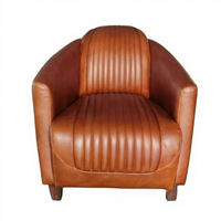 Vente en gros de chaises longues design de luxe meubles art déco fauteuil club marron en cuir véritable fauteuil confortable de loisirs fauteuil d'appoint