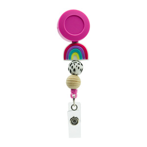 Portacredenciales de Silicona Hechos a Mano, Novedad <span class=keywords><strong>2023</strong></span>, Lindos Portacredenciales de Madera con Cuentas de Arcoíris para Mujer, Profesora, Enfermera, Llavero con Cuentas para Identificación - Product Image 5