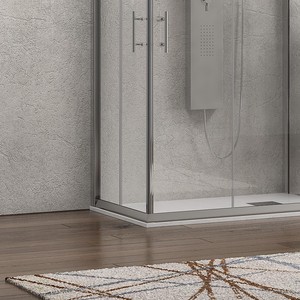 Kamalu KF1000 Box Doccia Moderno a Tre Lati 70x110x70 con Doppia Porta Scorrevole Altezza 190 in Alluminio Temperato (8mm 6mm) per Bagno - Product Image 3