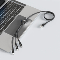 Cable de Carga 3 en 1 Schitec, Aleación de Aluminio Circular Brillante, Logotipo OEM, Cable USB de Carga 3 en 1 para Teléfono y Portátil