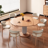 Table à manger carrée pliante télescopique multifonction en bois massif style crème avec chaises, idéale pour petits appartements, capacité 10 personnes