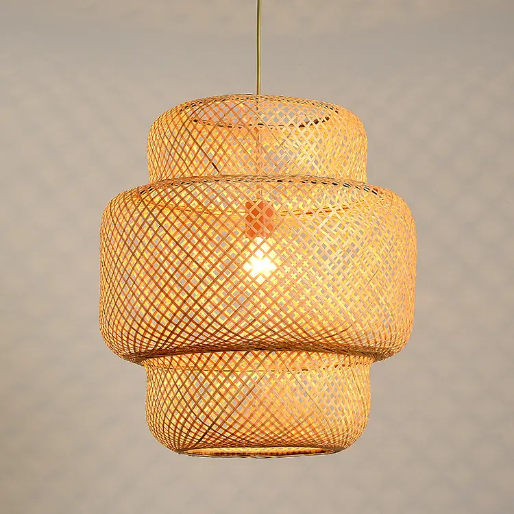 Chinese Style Lantern Woven Bamboo Light Restaurant Decorative Bamboo Rattan Pendant Lamp For Cafe And Restaurant