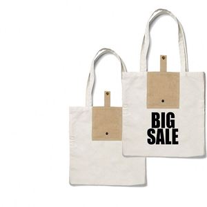 Sac fourre-tout pliable en toile de coton recyclé durable avec poignées, motif personnalisé, bandoulière, pour supermarché et usage quotidien - Product Image 3