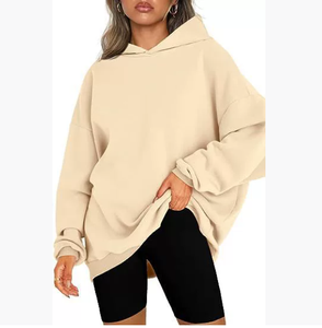 Commercio all'ingrosso di <span class=keywords><strong>maglioni</strong></span> di colore solido di grandi dimensioni per le donne in autunno e in inverno nuove giacche lunghe con cappuccio allentate e top da <span class=keywords><strong>donna</strong></span> - Product Image 5