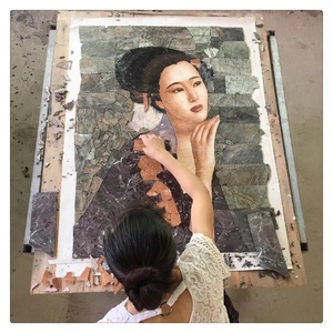 Tùy chỉnh hiện đại khảm huy chương Châu Âu thiết kế bằng đá cẩm thạch bức tranh tường chân dung mô hình biên giới cho khách sạn sàn gạch vuông ứng dụng - Product Image 4