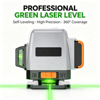 Niveau laser vert LD industriel professionnel 3D 8 lignes haute précision 1 mm/7 m auto-nivelant portée de travail 15 m intérieur