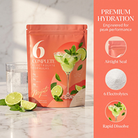 Poudre d'électrolytes WELLBODY OEM saveur Mojito, 6 électrolytes, 0 sucre, Keto, Vitamine C, Complexe B, 30 sachets de 150g