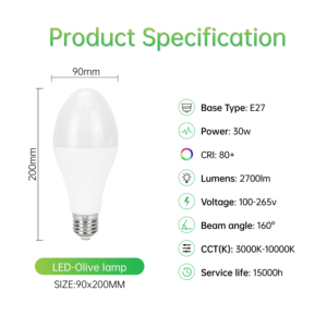 Хит продаж по выгодной цене 160 °   Светодиодный настенный прожектор 30 Вт, 2700 лм, 100-265 В, с имитацией оливковой лампы - Product Image 4