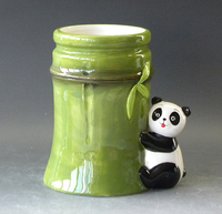 2024 3D Panda Elemento de bambú Taza de cerámica Panda Taza Forma de Bambú