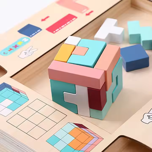 Jouet de puzzle en bois <span class=keywords><strong>Tetris</strong></span> pour enfants, forme 3D, empilage, jouet éducatif pour l'apprentissage précoce des tout-petits, développement du cerveau - Product Image 6