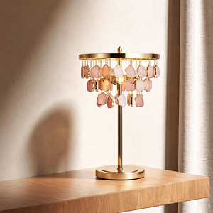 Lámpara de Mesa de Estilo Escandinavo Moderno Vintage para Dormitorio, Cuerpo de Hierro Rústico con Pantalla Redonda Grande, Alimentación CA, Luz LED Blanca Cálida - Product Image 4