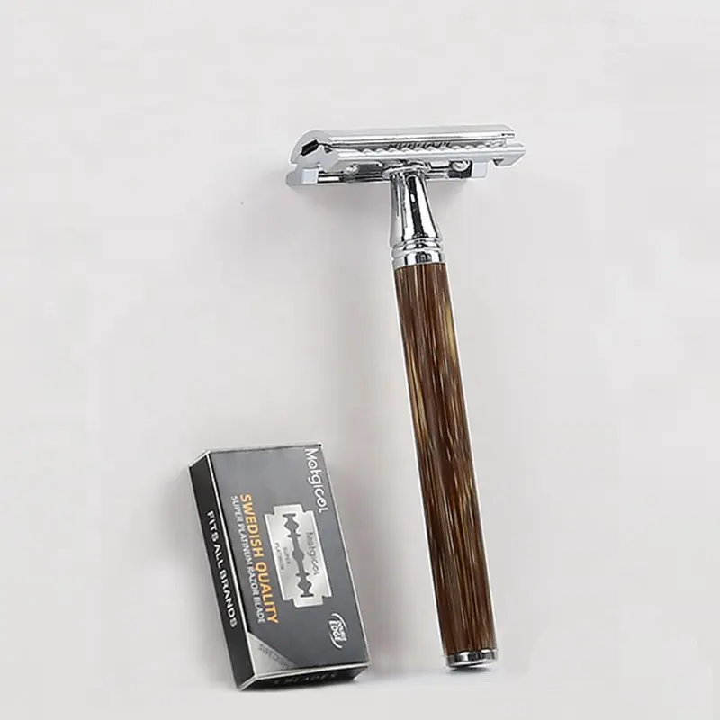 Premium quality bamboo wood handle shaving safety razor double edge private label safety razors for men