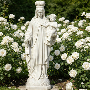 Statue de Notre-Dame du Mont Carmel en marbre blanc, sculpture de la Vierge <span class=keywords><strong>Marie</strong></span> avec l'Enfant <span class=keywords><strong>Jésus</strong></span> sculptée <span class=keywords><strong>à</strong></span> la main pour la décoration d'église - Product Image 3