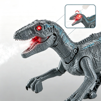 Jouet RC Velociraptor 2.4G, dinosaure qui marche et pulvérise, avec yeux 3D réalistes, lumière et son, articulations mobiles, cadeau interactif pour enfants