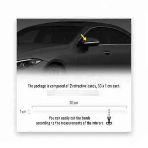 1 anno di garanzia 3D strisce adesive bianche riflettenti 1X30 cm posizione del corpo antigraffio decorativo per specchietti auto 2 pezzi - Product Image 1