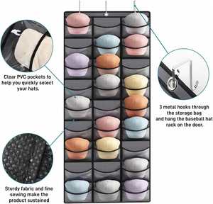 Organisateur de casquettes en tissu à 27 poches pour casquettes de baseball, support de rangement mural ou à suspendre pour placard de salon - Product Image 4
