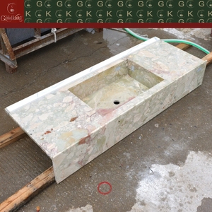 Mobile <span class=keywords><strong>Bagno</strong></span> di Lusso GOLDKING con Lavabo in Marmo Monet Garden, Venature <span class=keywords><strong>Beige</strong></span>-Verdi, Bordo Scanalato, Lucidato su Misura, <span class=keywords><strong>Arredamento</strong></span> di Alta Gamma per Villa - Product Image 6