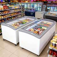 Congélateur horizontal commercial d'occasion en acier inoxydable avec vitrine à crème glacée, refroidissement direct et contrôle numérique pour usage commercial