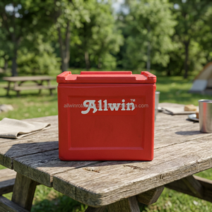 Glacière en plastique rouge ALLWIN 25L pour le stockage et le refroidissement des aliments, glacière isotherme en plastique de 25 litres pour le stockage des aliments et des boissons - Product Image 4