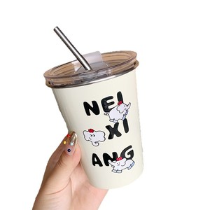 Gobelet isotherme en acier inoxydable, tasse droite épaissie, bouteille d'eau portable avec couvercle, pour adulte - Product Image 4