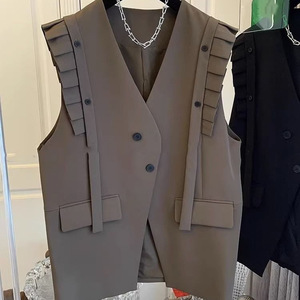 Nuevo Chaleco de Mujer Holgado con Detalle de Madera en el Lateral y Empalmes, a la Moda - Product Image 5