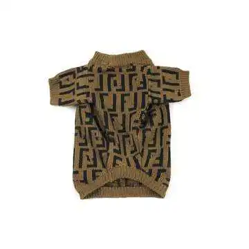 Custom design pet dog clothes letter geometric pattern FD round neck classic pet sweater