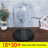 Cloche en verre avec base en bois pour l'affichage de roses préservées, grande cloche en verre pour objets de collection