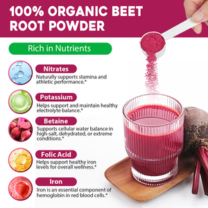 솔로트리 유기농 비트루트 파우더 비건 슈퍼푸드 보충제 레드 동결건조 비트 뿌리 추출물 파우더 베이킹 주스 음료용 - Product Image 3