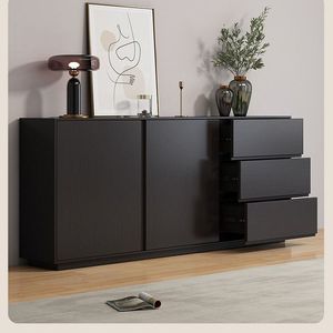 Aparador Minimalista Moderno de Madera Negra, Mueble de Almacenamiento para Sala de Estar, Mesa Consola - Product Image 3