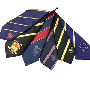 China Custom Logo Polyester Jacquard Cheap Hand Made Necktie Customized School Uniform Ties Factory