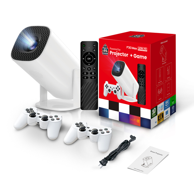 Hot Model P30MAX Android Gaming Projector 4k Decoding 35000+ Games Dual Wifi Smart Home Cinema 150 ANSI Lumens Short Throw Mini