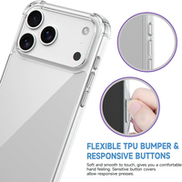 Étui de téléphone transparent premium en TPU+PC avec recharge sans fil pour 17 Pro Max, avec logo personnalisé, anti-chute, coque mobile transparente