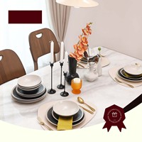 Ensemble de 18 pièces de vaisselle en grès émaillé gris mat en forme de coupé au design classique pour 6 personnes ensemble de bols et assiettes pour usage domestique
