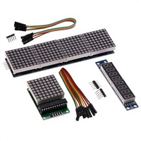 MAX7219 LED Mikrokontroler 4 dalam Satu Layar dengan Modul Garis 5P Tegangan Operasi 5V untuk Arduino DIY 8x8 Dot Matrix Umum