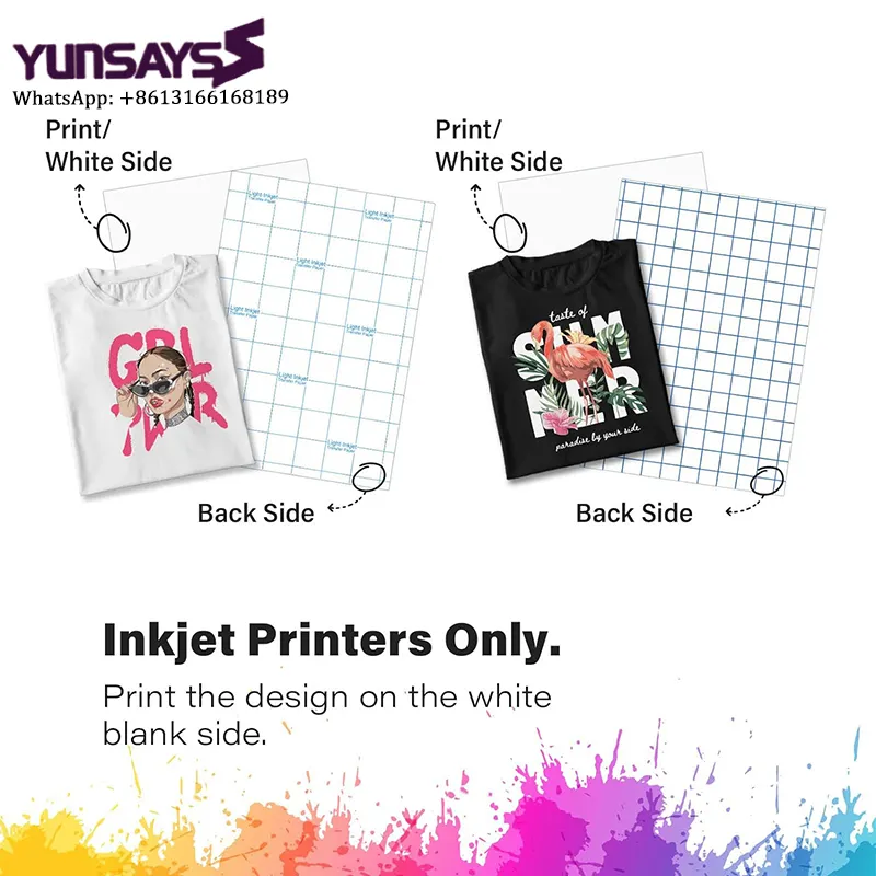 잉크젯 프린터 용 인쇄 가능한 열전달 비닐 티셔츠 모자 앞치마 가방 등과 같은 어두운 직물을위한 디자인
