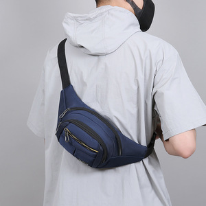 Men's Fanny Pack Multi Functional Lightweight Sports Waist Bag Dark Blue Large Capacity Outdoor Casual Simple Shoulder Bag - Product Image 3