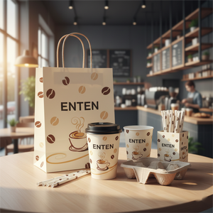 Personalized Double Wall <b>Disposable</b> Parchment Paper <b>Cups</b> Lid with Custom Logo | Restaurant/Cafe Branded Packaging Solutions - Product Image 1