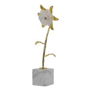 Statuetta di fiore con base in marmo per decorazioni casa, ufficio, scultura d'accento, tavolo, bagno, soggiorno - Product Image 2