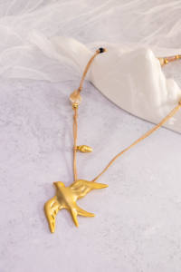 Collar de Cadena de Eslabones de Plata Tai de Aleación de Cobre, Colgante de Golondrina Clásico Bohemio, Chapado en Plata, Accesorios Unisex para Fiestas - Product Image 6