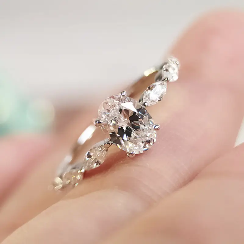 Minimalistische 925 Zilveren Mode Kristal Vinger Ringen Vrouwen Bruiloft Zirconia Anillos Sieraden Groothandel Engagement Ring