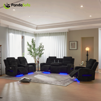 Ensemble de canapés inclinables électriques de cinéma et de théâtre avec massage, design moderne en tissu, chargeur sans fil et lumières LED pour usage en centre commercial et hôtel