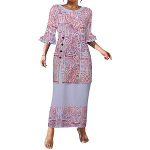 女式波利尼西亚风格连衣裙 <span class=keywords><strong>2</strong></span> 件套 女士部落设计大码萨摩亚普莱塔西晚礼服 教堂礼服 波利尼西亚部落风格 - Product Image 6