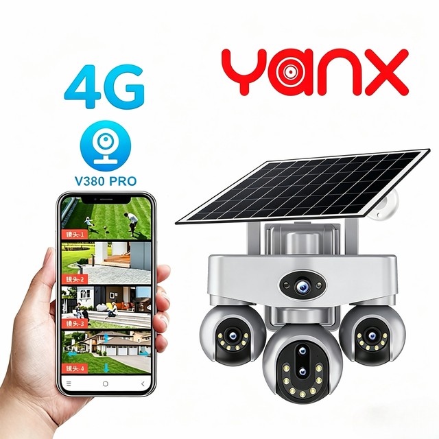 YANX AOV V380 Pro CMOS Solar Outdoor Camera 4G Auto Tracking Full Color Night Vision White Cloud Built-in Mic 2026 NEW