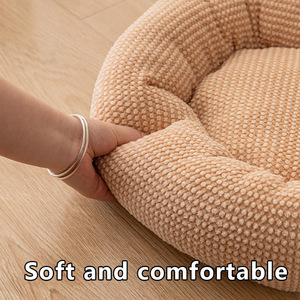 Round Pet Bed For Dog Polyester Fiber Fill Warm Comfortable All Season Use - Product Image 4
