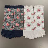 Chaussettes à cinq doigts pour femmes de haute qualité, personnalisées OEM, design tendance, jacquard floral, à volants, respirantes, pour le quotidien et le printemps