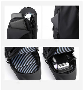 Bolso de Pecho de Lujo para Hombre de Alta Calidad, Bolso de Hombro de Diseño Impermeable con Carga USB para Hombre - Product Image 6