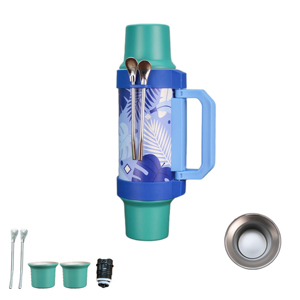 ชุดเยอร์บา มาเต้ ขนาดใหญ่ 1 ลิตร พร้อมถ้วยเยอร์บา มาเต้ สองใบ และช้อนเยอร์บา มาเต้ สองชิ้น แก้วเก็บความร้อนลายสีสันสดใส - Product Image 3