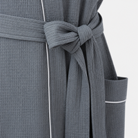 Peignoir gaufré col kimono 100% coton pour femme, long et léger, vêtement de détente, fournisseur de logos personnalisés